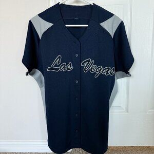 Mens Las Vegas Baseball Jersey Russell Athletic Brand Navy & Gray Short Sleeve